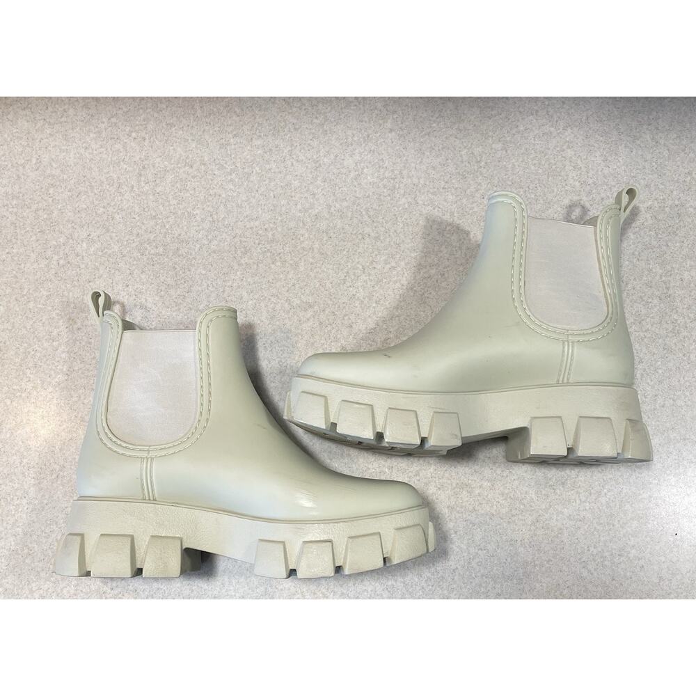 Jeffrey Campbell Cream Lug Sole Chelsea Rain Boots Platform Women’s Size 8 - Picture 4 of 9